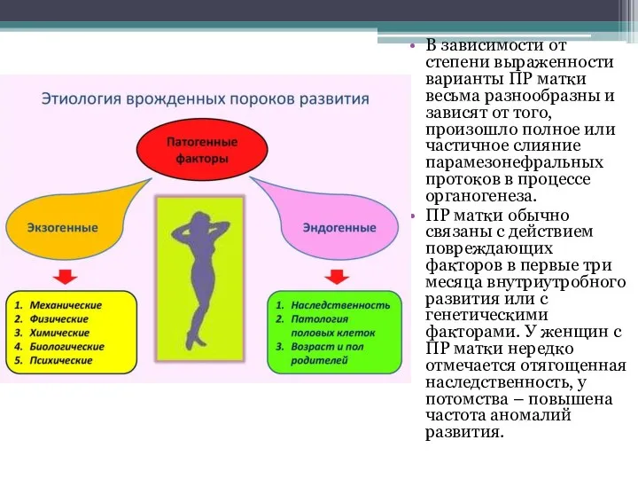 В зависимости от степени выраженности варианты ПР матки весьма разнообразны и зависят