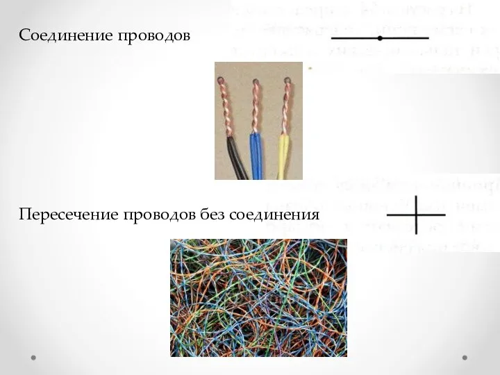 Соединение проводов Пересечение проводов без соединения