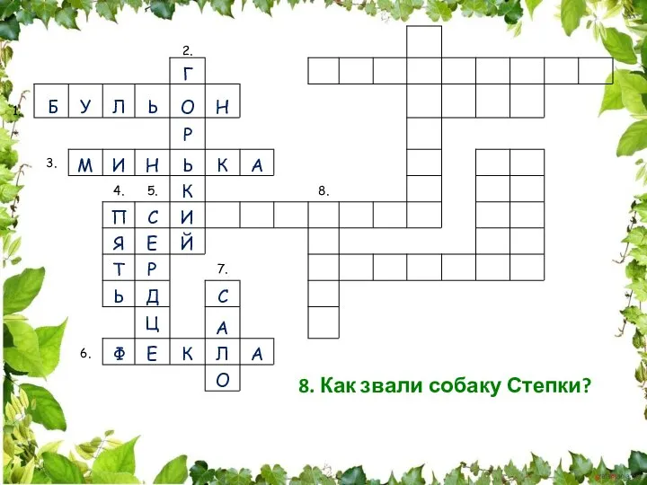 8. Как звали собаку Степки?