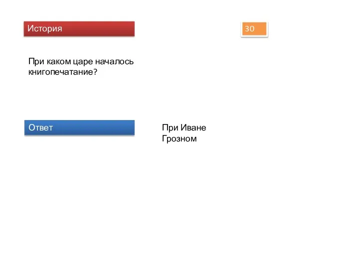 История При каком царе началось книгопечатание? Ответ 30 При Иване Грозном
