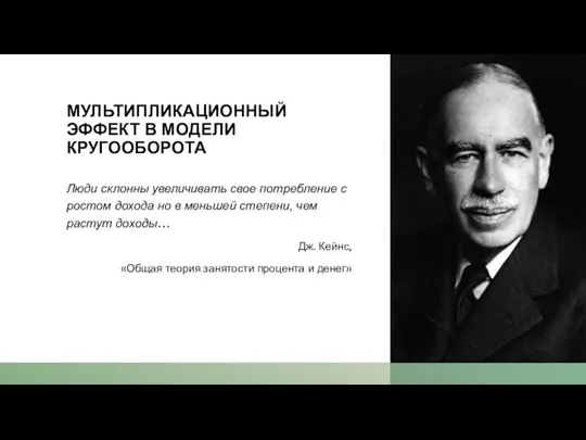 МУЛЬТИПЛИКАЦИОННЫЙ ЭФФЕКТ В МОДЕЛИ КРУГООБОРОТА Люди склонны увеличивать свое потребление с ростом