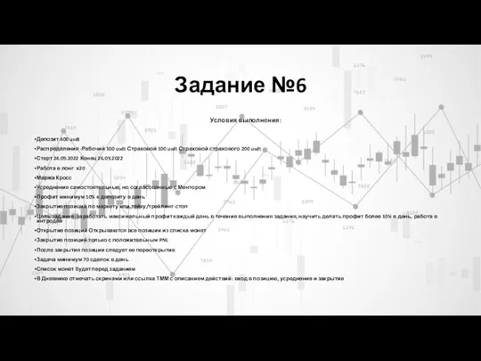 Задание №6 Условия выполнения: Депозит 400 usdt Распределения :Рабочий 100 usdt Страховой