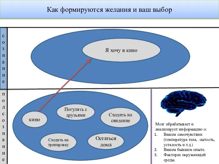 Как формируются желания и ваш выбор сознание подсознание кино Сходить на тренировку