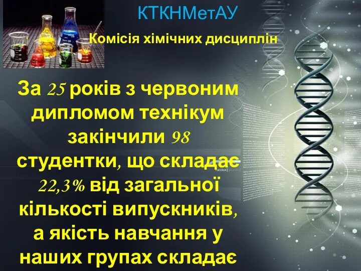 ККХТНМетАУ КТКНМетАУ Комісія хімічних дисциплін За 25 років з червоним дипломом технікум