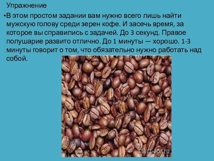 Упражнение В этом простом задании вам нужно всего лишь найти мужскую голову