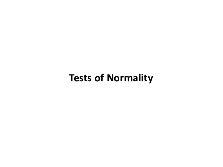 Tests of Normality