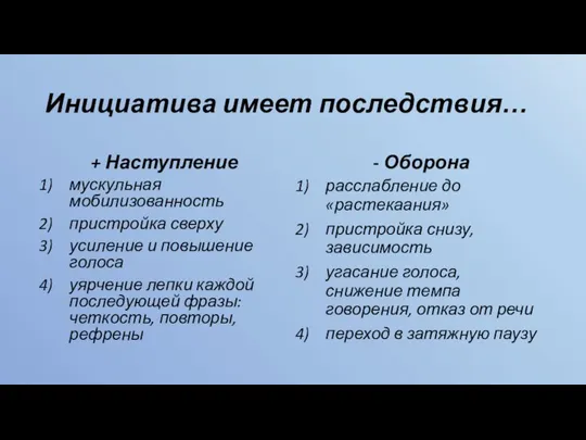 Инициатива имеет последствия… + Наступление мускульная мобилизованность пристройка сверху усиление и повышение