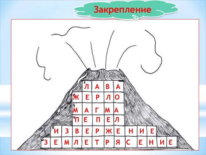 Закрепление Л А В А Ж Е Р Л О М А