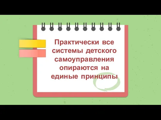 Практически все системы детского самоуправления опираются на единые принципы