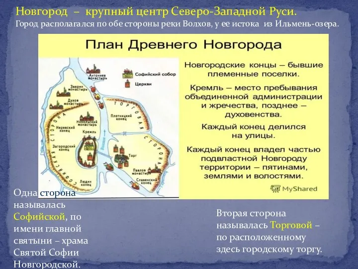 Новгород – крупный центр Северо-Западной Руси. Город располагался по обе стороны реки