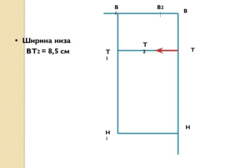 В Н Т В1 Н1 Т1 Ширина низа ВТ2 = 8,5 см В2 Т2