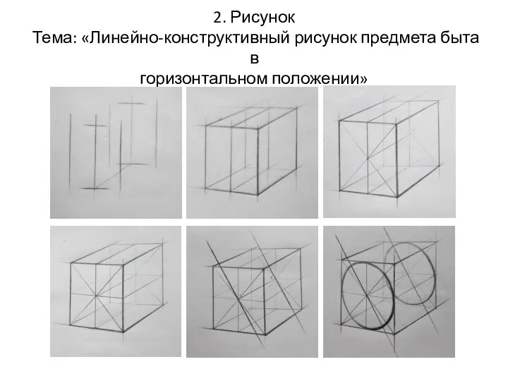 2. Рисунок Тема: «Линейно-конструктивный рисунок предмета быта в горизонтальном положении»