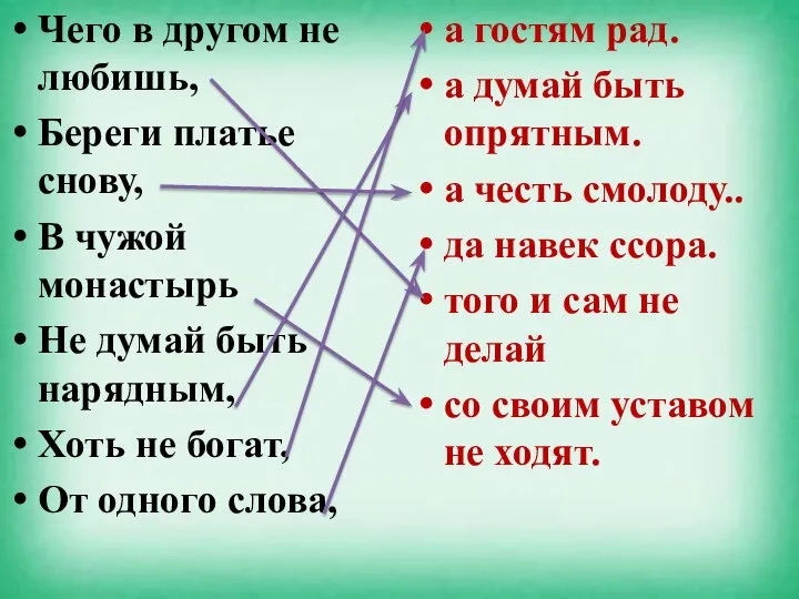 Чего в другом не любишь, Береги платье снову, В чужой монастырь Не