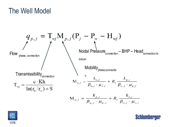 The Well Model Flow phase, connection Nodal Pressureconnection – BHP – Headconnection to datum
