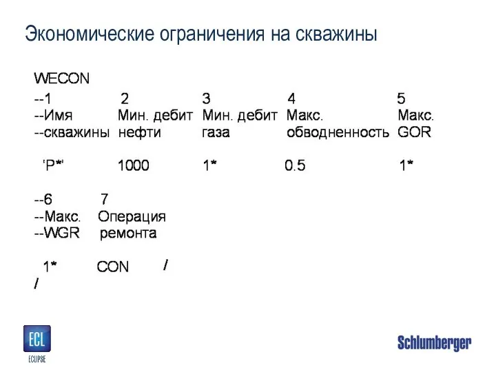 Экономические ограничения на скважины