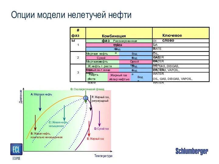 Опции модели нелетучей нефти