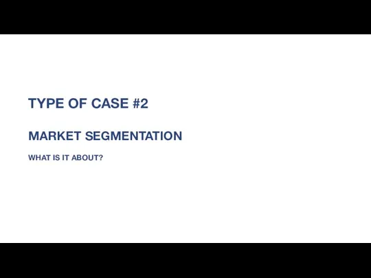 TYPE OF CASE #2 MARKET SEGMENTATION WHAT IS IT ABOUT?
