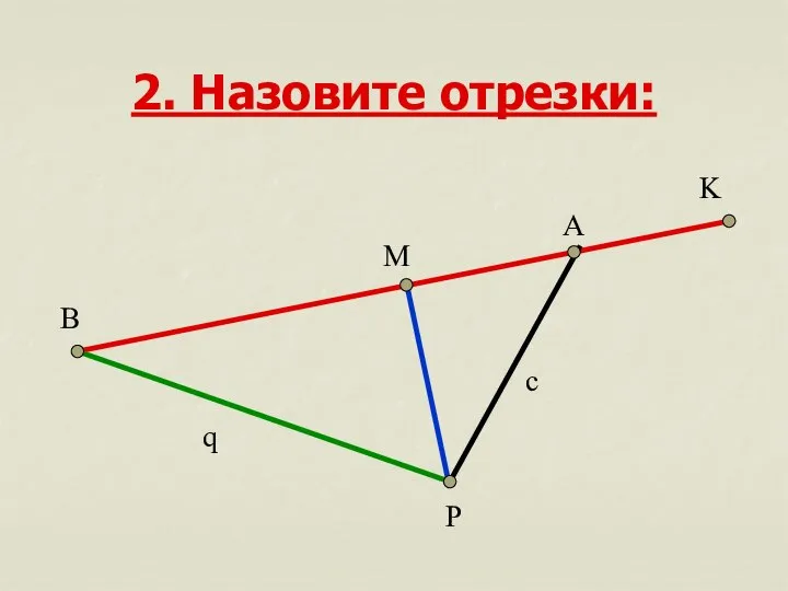 2. Назовите отрезки: А K P q В M с