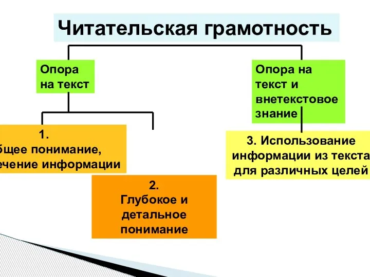 Читательская грамотность Опора на текст Опора на текст и внетекстовое знание 3.