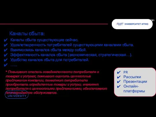 Каналы сбыта: Каналы сбыта существующие сейчас. Удовлетворенность потребителей существующими каналами сбыта. Взаимосвязь