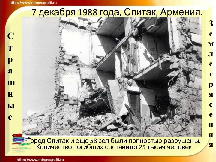 7 декабря 1988 года, Спитак, Армения. Город Спитак и еще 58 сел