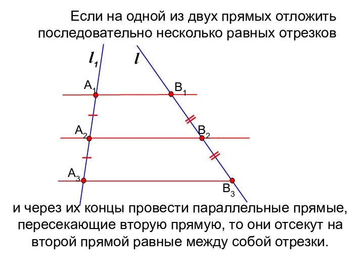 l1 l и через их концы провести параллельные прямые, пересекающие вторую прямую,