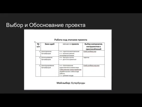 Выбор и Обоснование проекта