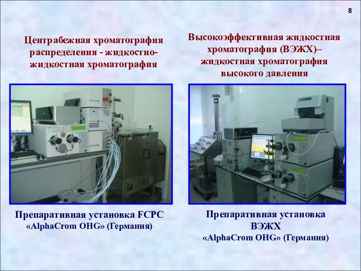 8 Высокоэффективная жидкостная хроматография (ВЭЖХ)– жидкостная хроматография высокого давления Препаративная установка ВЭЖХ