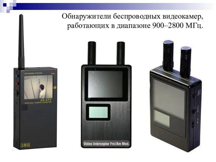 Обнаружители беспроводных видеокамер, работающих в диапазоне 900–2800 МГц.