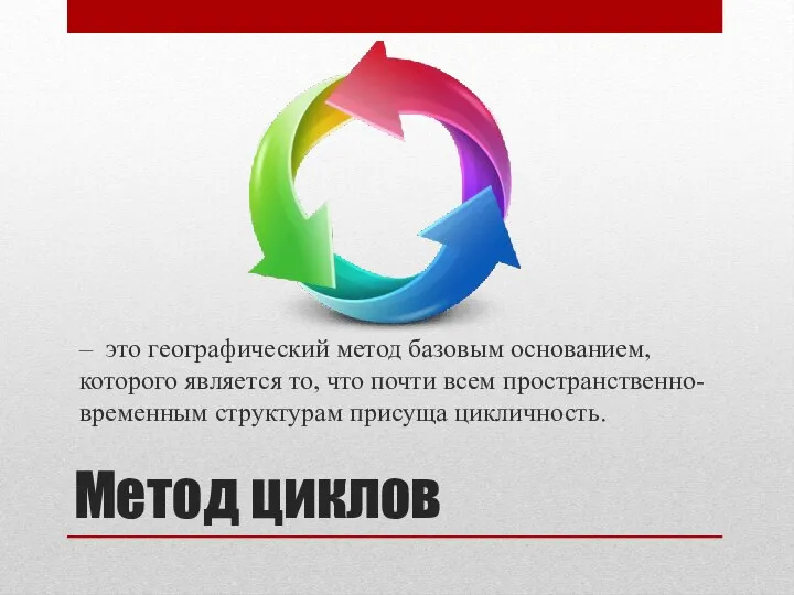 Метод циклов – это географический метод базовым основанием, которого является то, что