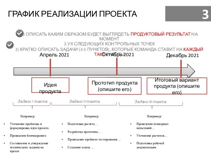 ГРАФИК РЕАЛИЗАЦИИ ПРОЕКТА 3 1) ОПИСАТЬ КАКИМ ОБРАЗОМ БУДЕТ ВЫГЛЯДЕТЬ ПРОДУКТОВЫЙ РЕЗУЛЬТАТ