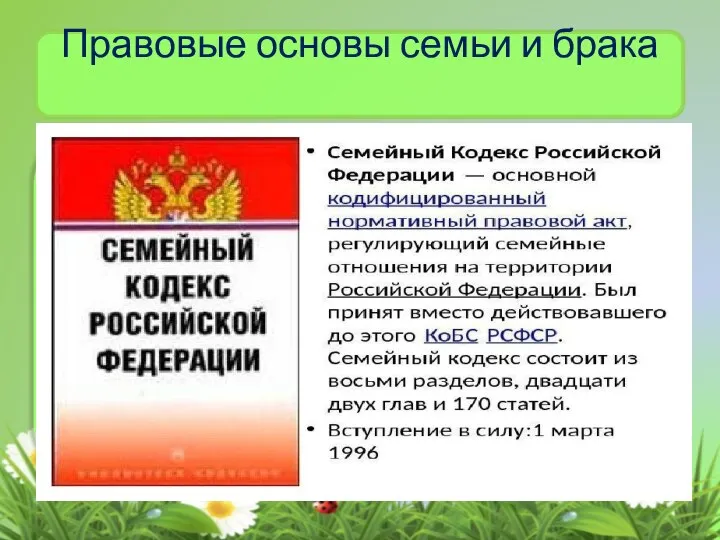 Правовые основы семьи и брака