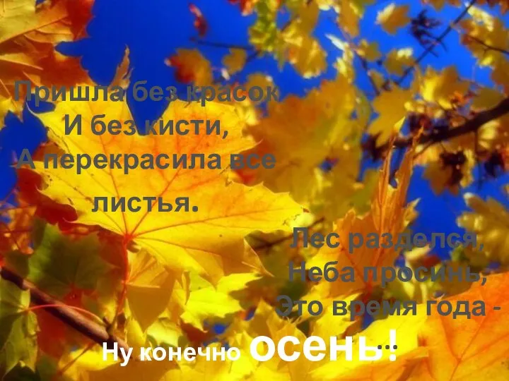 Ну конечно осень! Лес разделся, Неба просинь, Это время года - ...