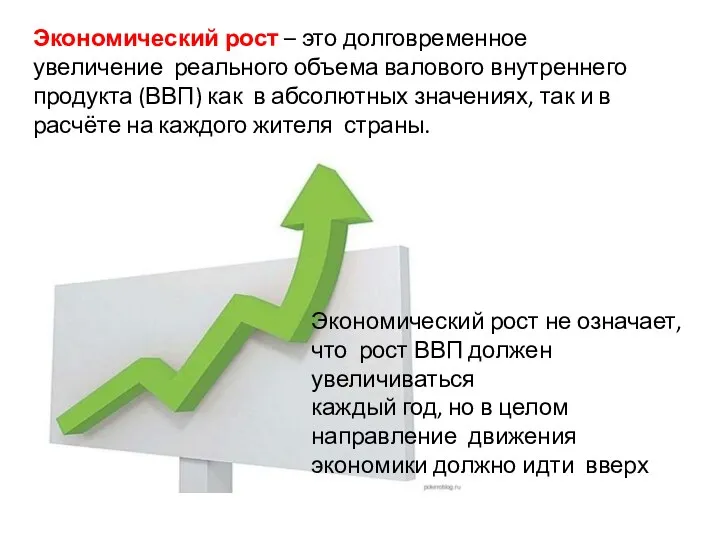 Экономический рост – это долговременное увеличение реального объема валового внутреннего продукта (ВВП)