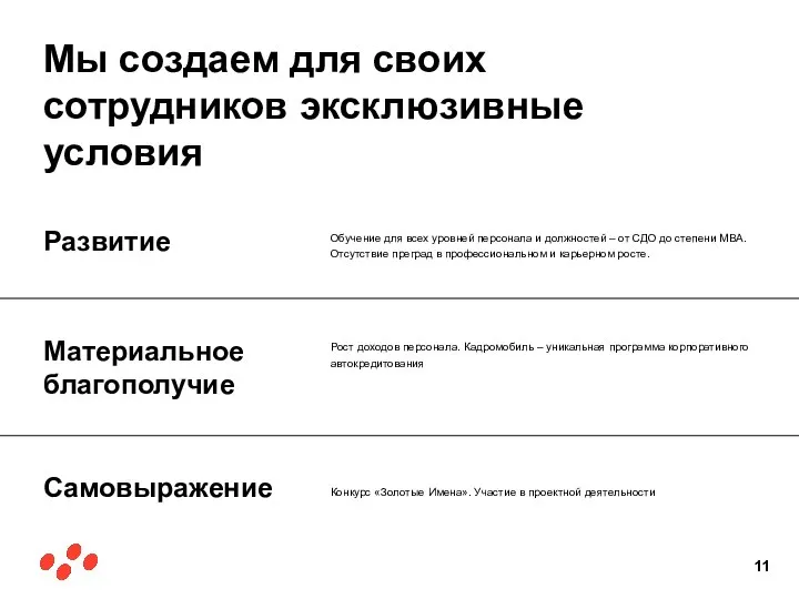 Мы создаем для своих сотрудников эксклюзивные условия