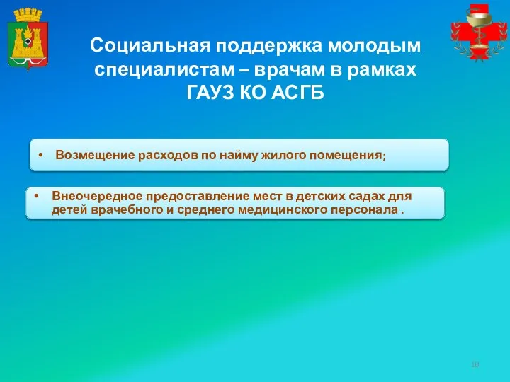 Социальная поддержка молодым специалистам – врачам в рамках ГАУЗ КО АСГБ Возмещение