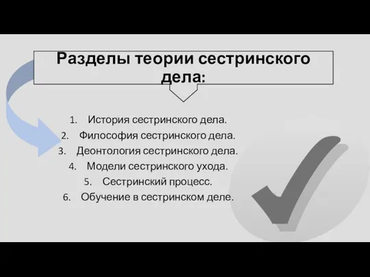 Разделы теории сестринского дела: История сестринского дела. Философия сестринского дела. Деонтология сестринского