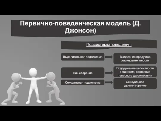 Первично-поведенческая модель (Д. Джонсон) Подсистемы поведения: Выделительная подсистема Пищеварение Выделение продуктов жизнедеятельности