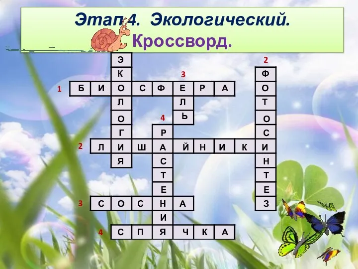 Этап 4. Экологический. Кроссворд. Б И О С Ф Е Р А