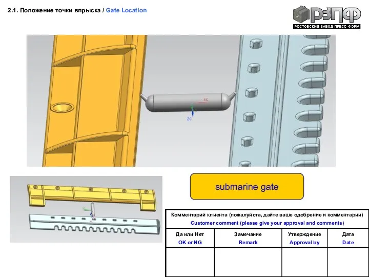 2.1. Положение точки впрыска / Gate Location submarine gate