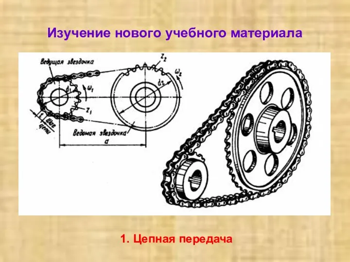 Изучение нового учебного материала 1. Цепная передача