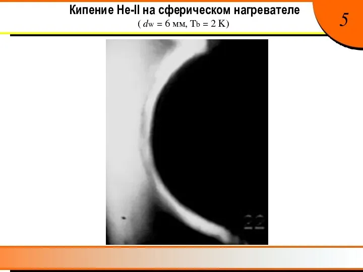 Кипение He-II на сферическом нагревателе (dw = 6 мм, Tb = 2 K ) 5