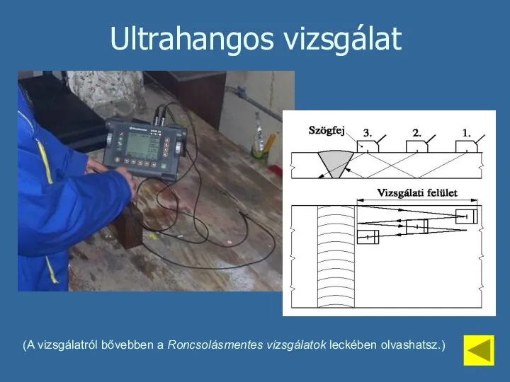 Ultrahangos vizsgálat (A vizsgálatról bővebben a Roncsolásmentes vizsgálatok leckében olvashatsz.)