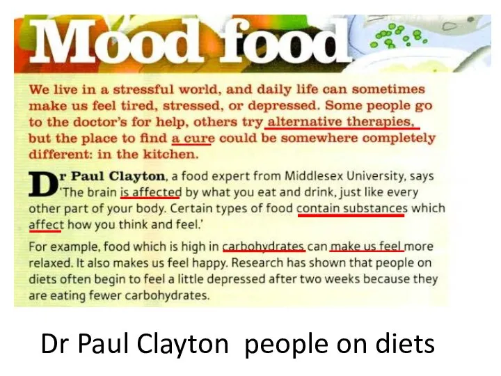 Dr Paul Clayton people on diets
