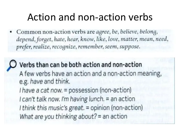 Action and non-action verbs