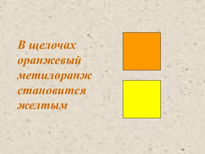 В щелочах оранжевый метилоранж становится желтым