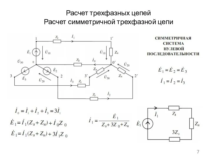 Расчет трехфазных цепей Расчет симметричной трехфазной цепи