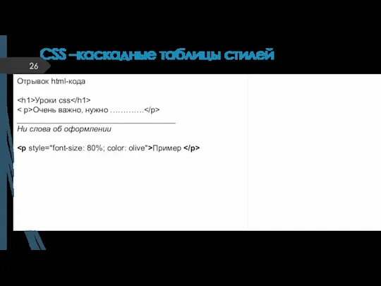 CSS –каскадные таблицы стилей