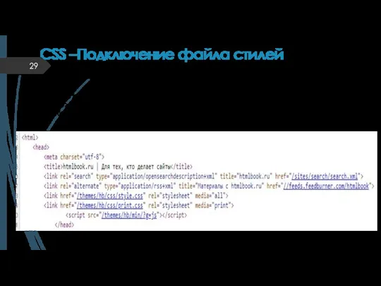 CSS –Подключение файла стилей Стили