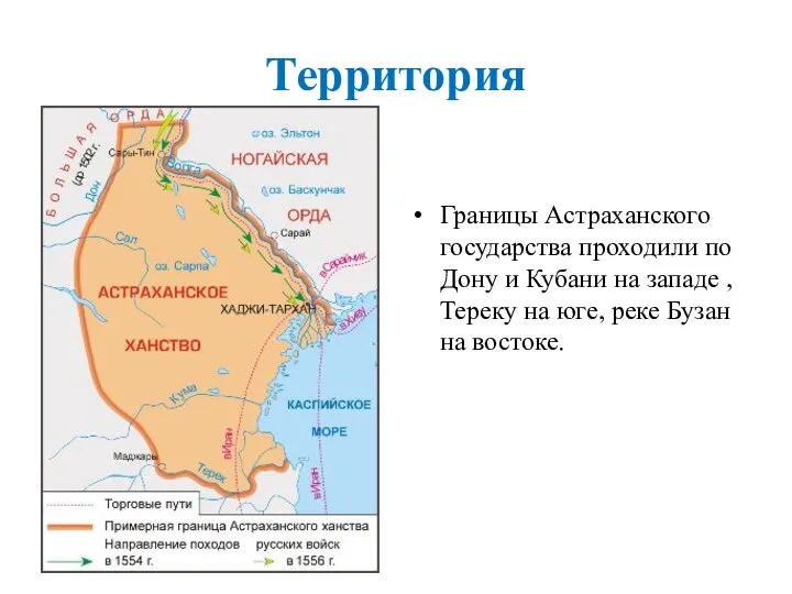Территория Границы Астраханского государства проходили по Дону и Кубани на западе ,